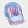 Pink Ribbon Denim Hope Bling Hat
