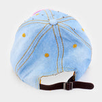 Pink Ribbon Denim Bling Hat