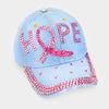 Pink Ribbon Denim Bling Hat