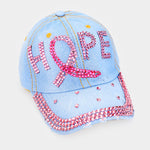 Pink Ribbon Denim Bling Hat