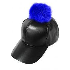 Leather Pom Pom Hat