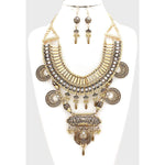 Tribal Crystal Accent Statement Necklace