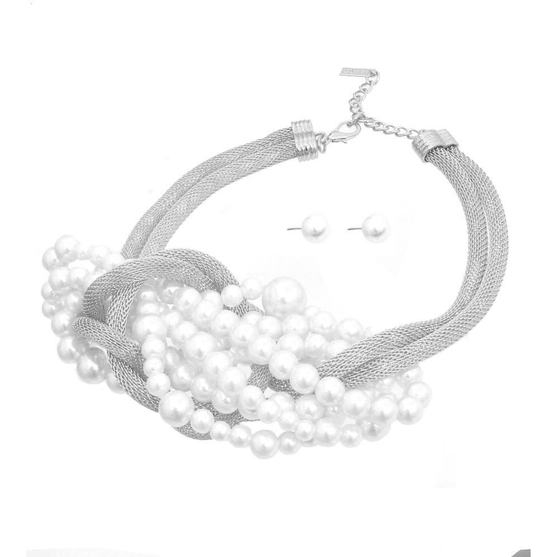 Twisted Pearl Necklace & Earring Set