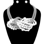 Twisted Pearl Necklace & Earring Set