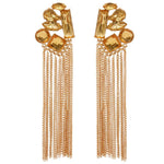 Stone Chain Tassel Earrings