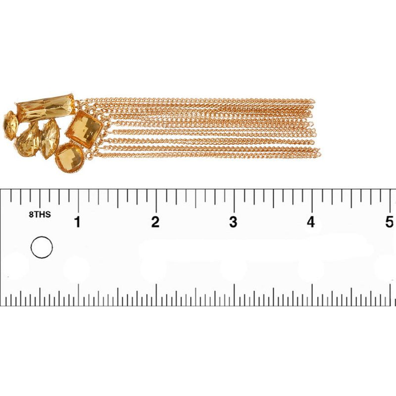 Stone Chain Tassel Earrings