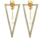 Gold Triangle Stone Earrings