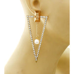 Gold Triangle Stone Earrings