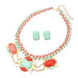 Pastel Faceted Stone Necklace & Earring Set