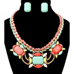 Pastel Faceted Stone Necklace & Earring Set