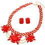 Red Faceted Stone Necklace & Earring Set