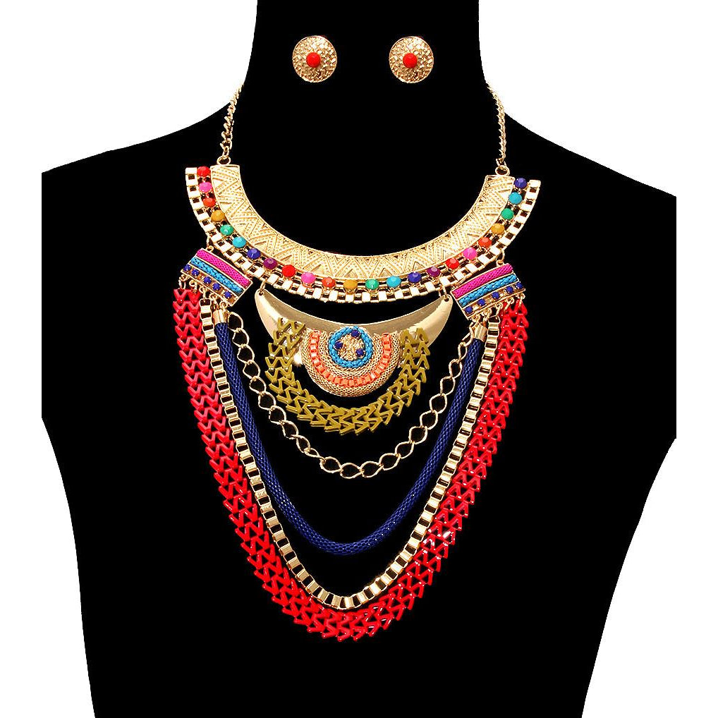 Layered Chain Necklace & Earring Set