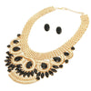 Gold Accent Stone Bib Necklace & Earring Set