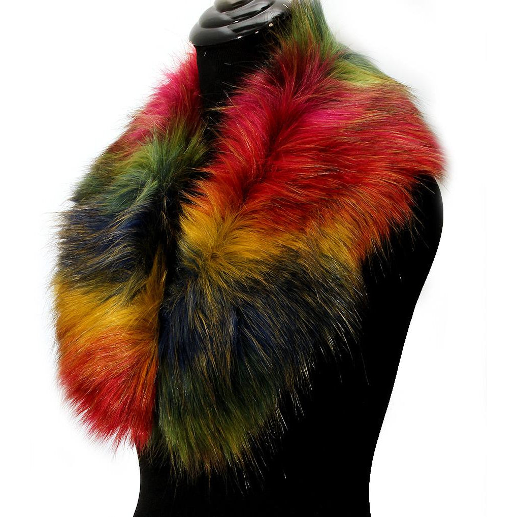 faux fur , fur collar, multi color fur, fur scarf