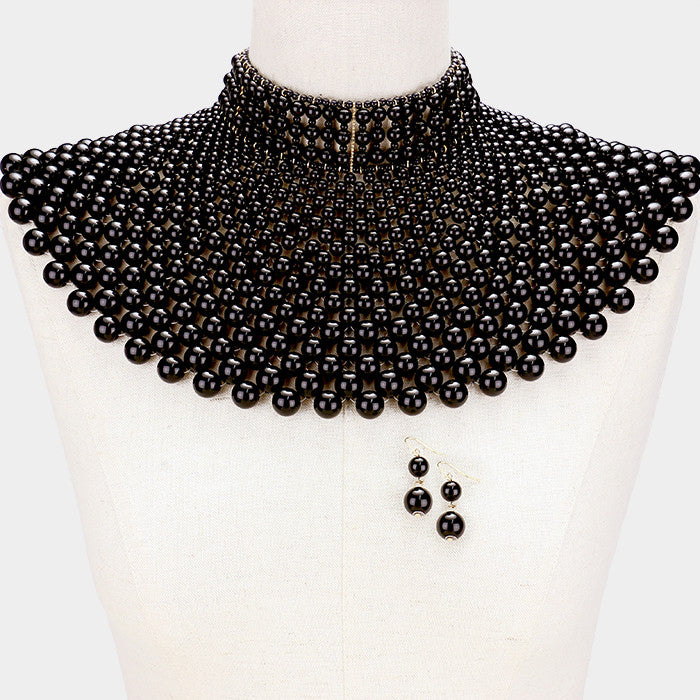 Pearl armor necklace, pearl choker, pearl, statment necklace