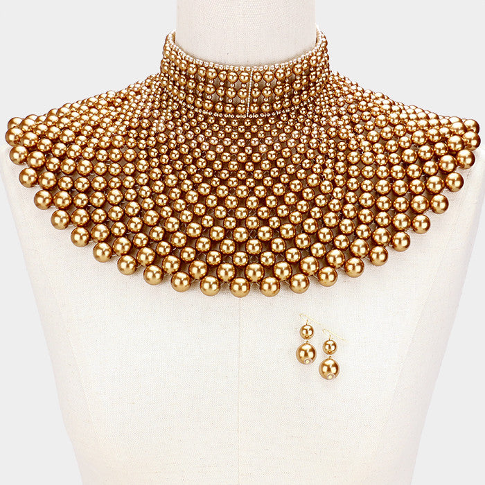 Queen Of Pearls Armor Choker  Necklace Set