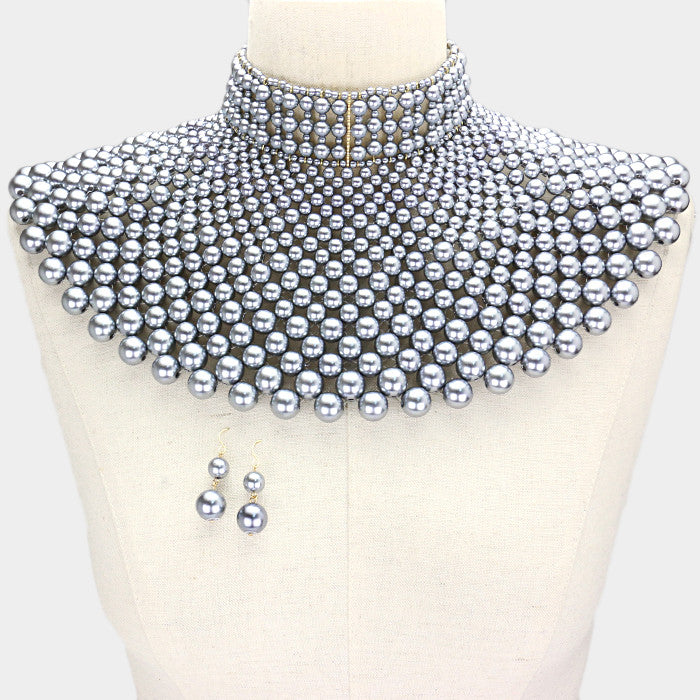 Queen Of Pearls Armor Choker  Necklace Set