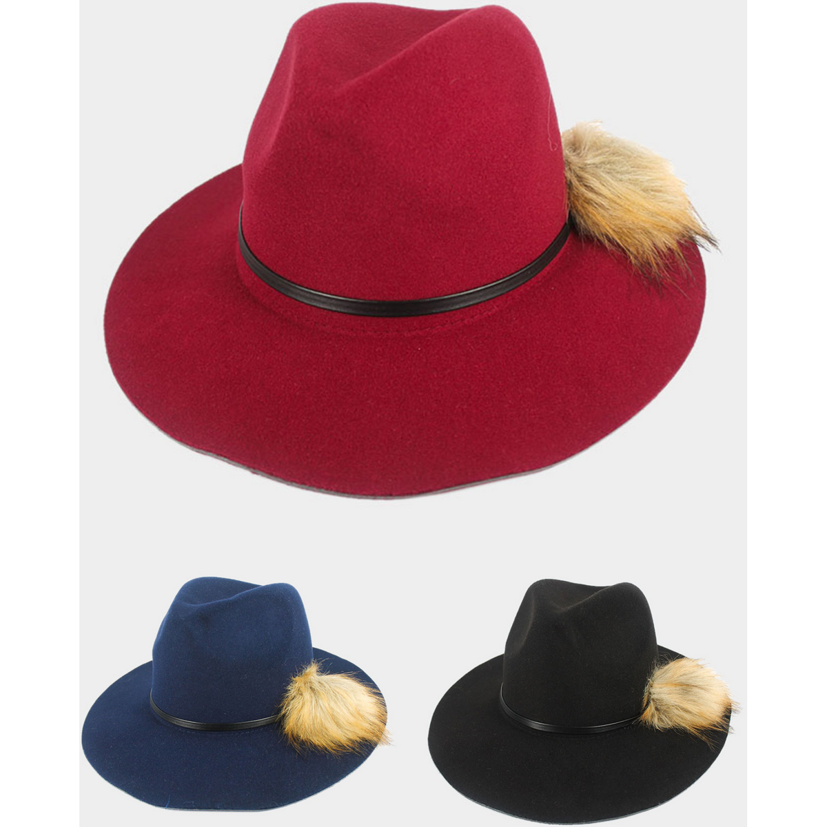 Pom Pom Fedora Hat