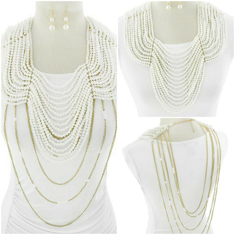 Reversible Pearl Necklace & Earring Set