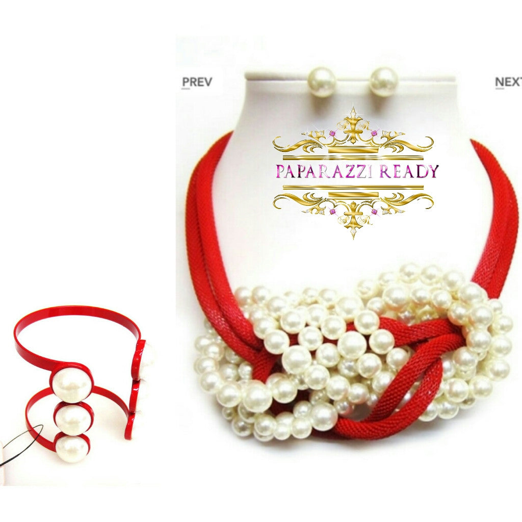 Twisted Pearl 3PC Set (Bundle Set) Red/Cream