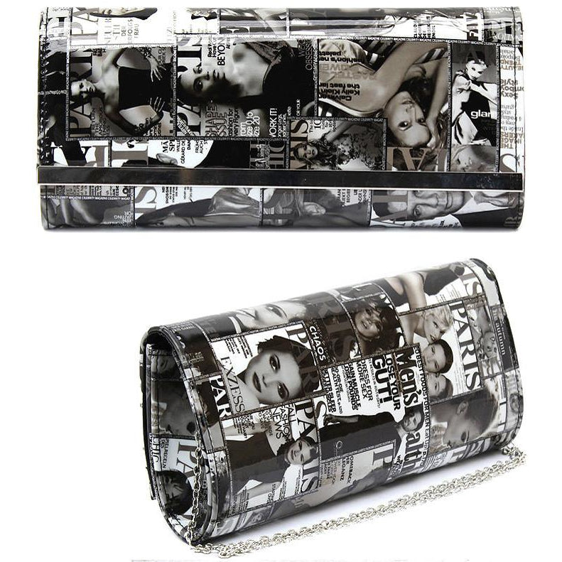 Magazine Clutch Handbag (Black/White)