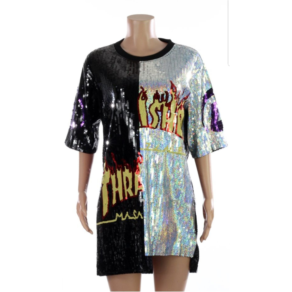 thrasher sequin dress SEQUIN THRASHER SHIRT DRESS