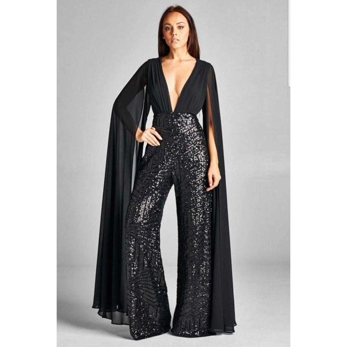 Catwalk Sequin Cape Jumpsuit
