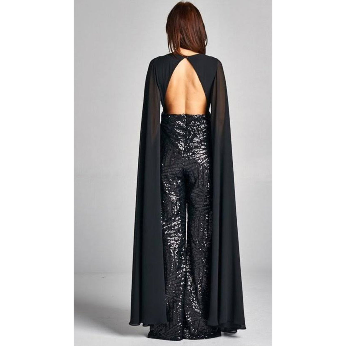 Catwalk Sequin Cape Jumpsuit