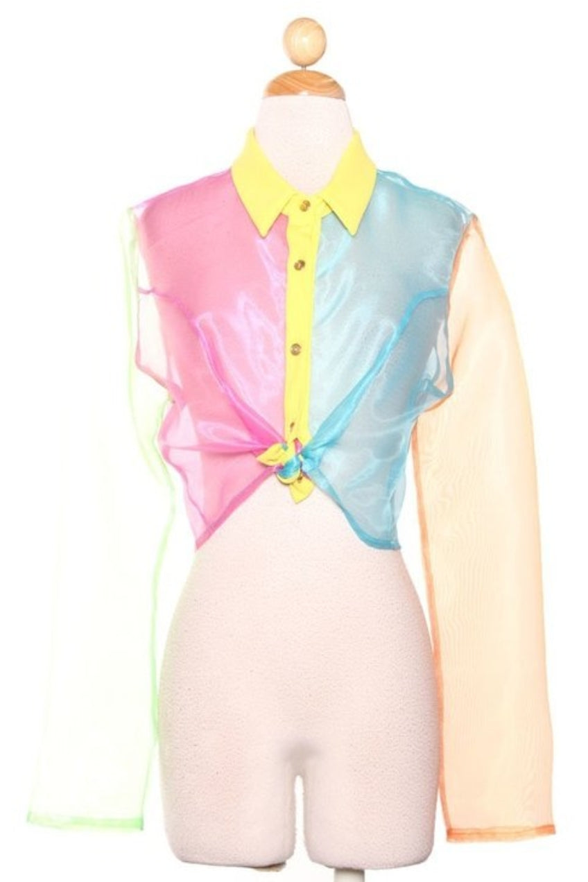 Color Block Crop Top