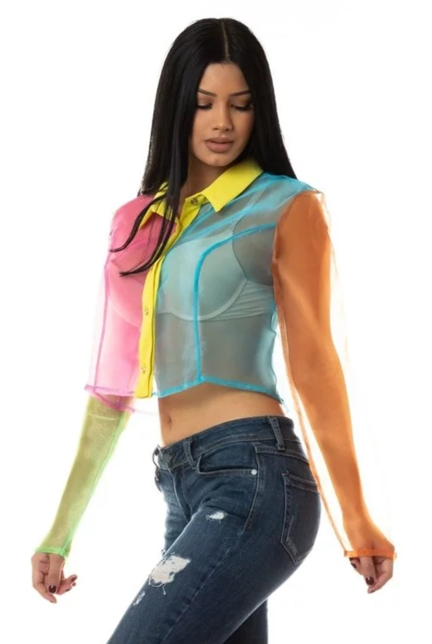 Color Block Crop Top