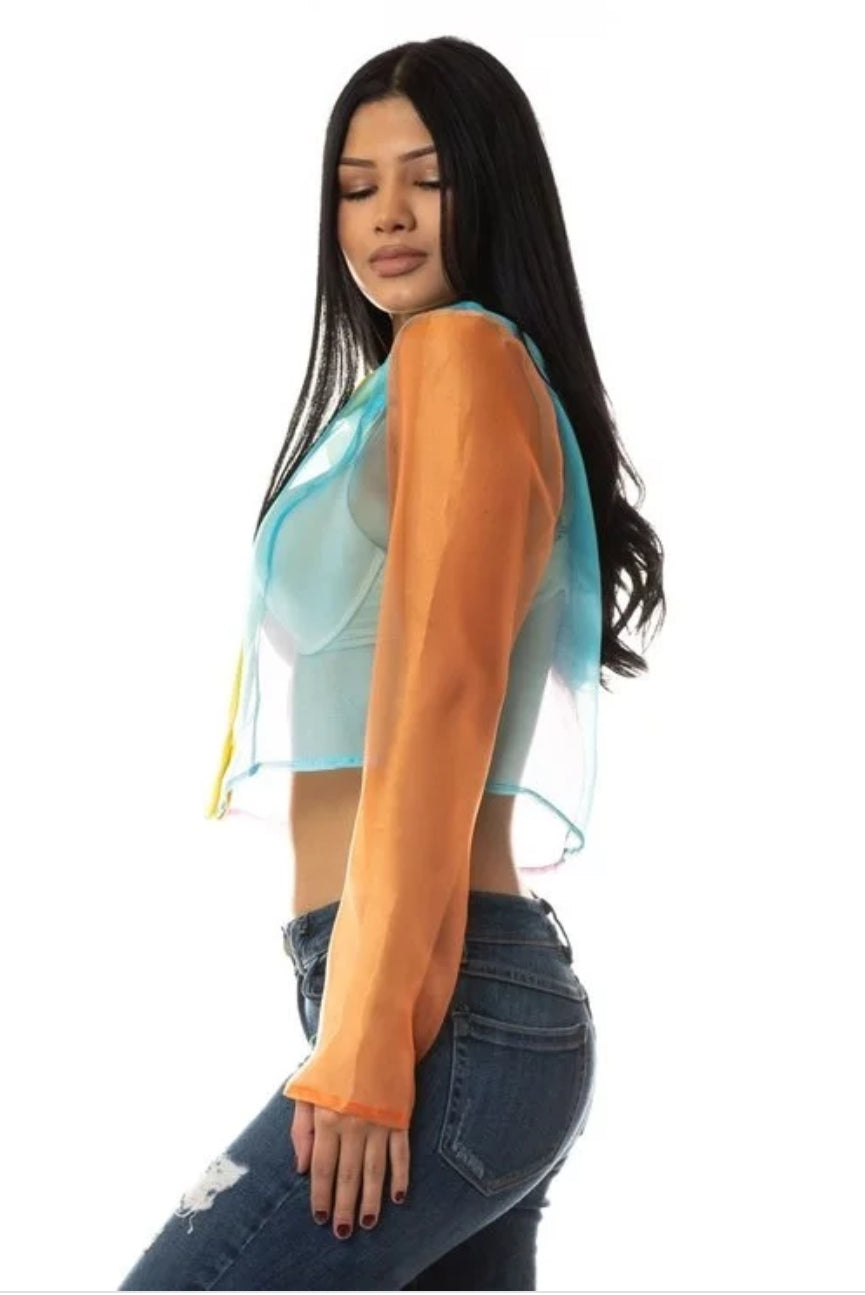 Color Block Crop Top