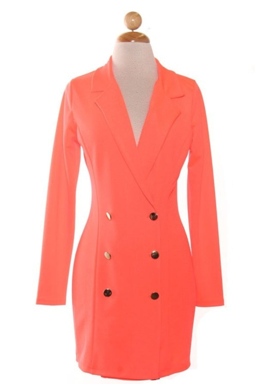 Neon orange blazer dress 2025