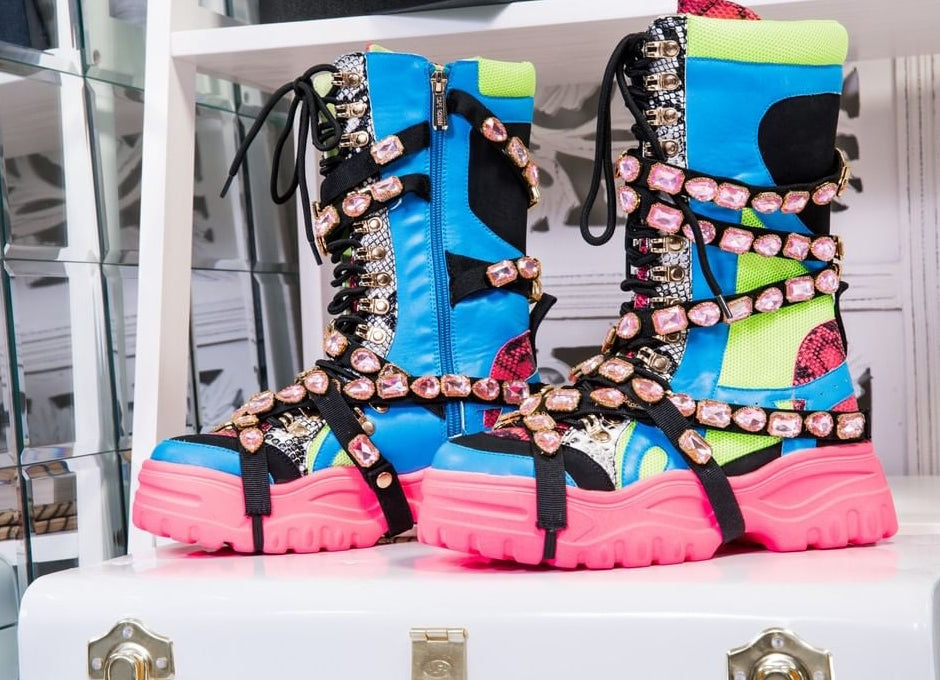 Take a hike Bejeweled boots (pink crystals)