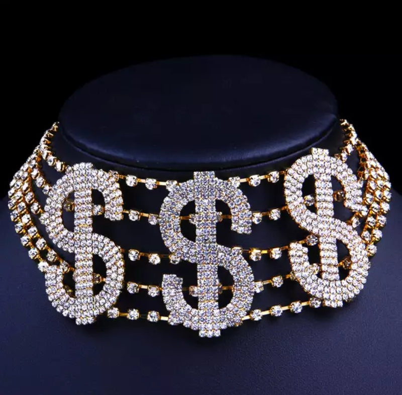 Money Talks Rhinestone Choker