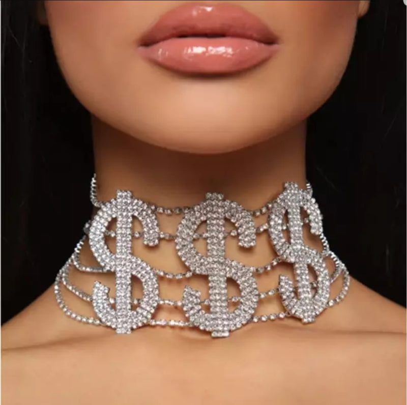 Money Talks Rhinestone Choker