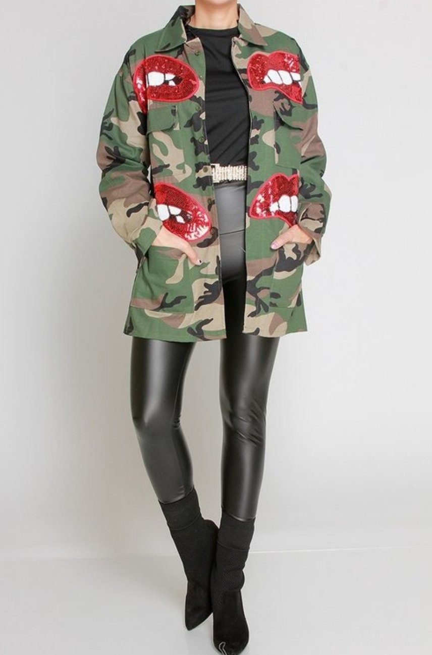 Lip Service Camo Jacket (Plus Size)