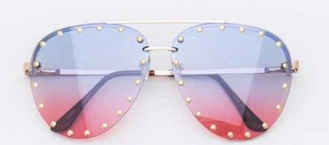 Ombre Studded Aviator Sunglasses