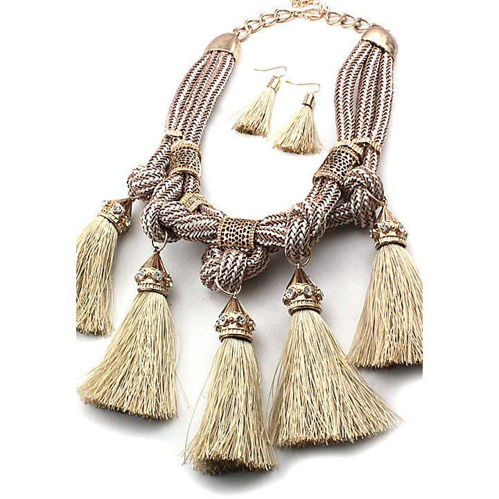 MULTI BRAIDED FABRIC NECKLACE SET