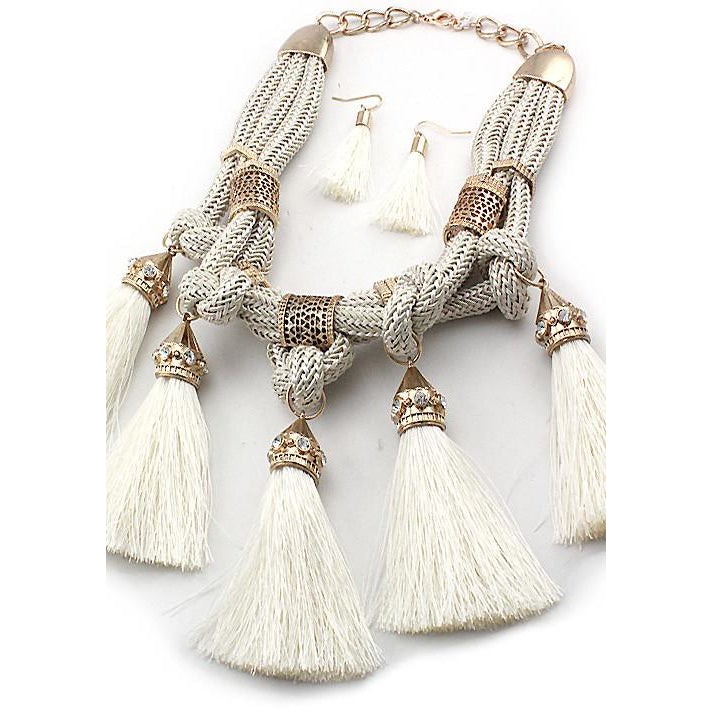 MULTI BRAIDED FABRIC NECKLACE SET
