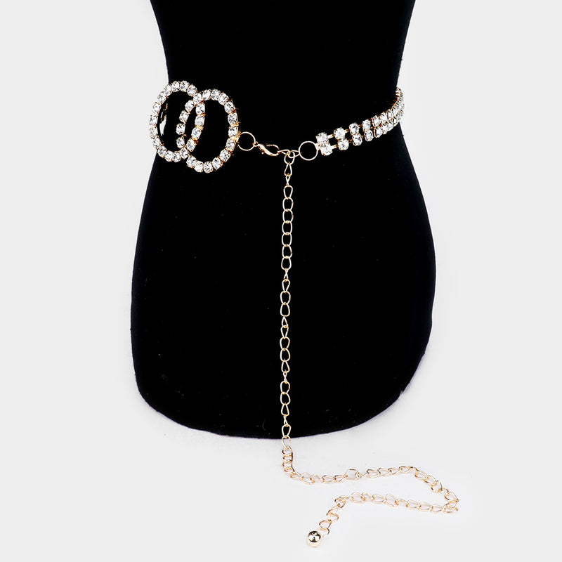 Rhinestone Double O Ring Belt