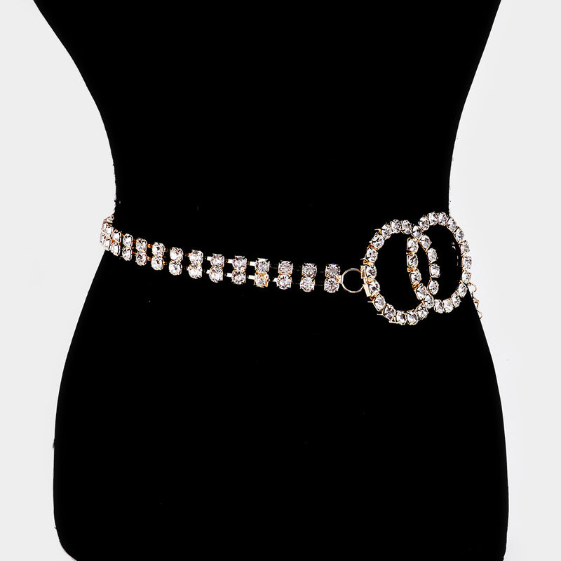 Rhinestone Double O Ring Belt