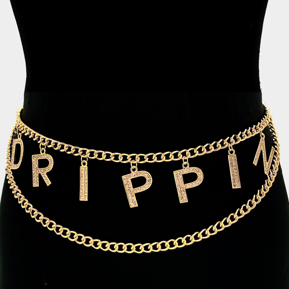 Drippin Rhinestone Chain Belt