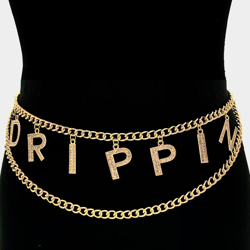 Drippin Rhinestone Chain Belt