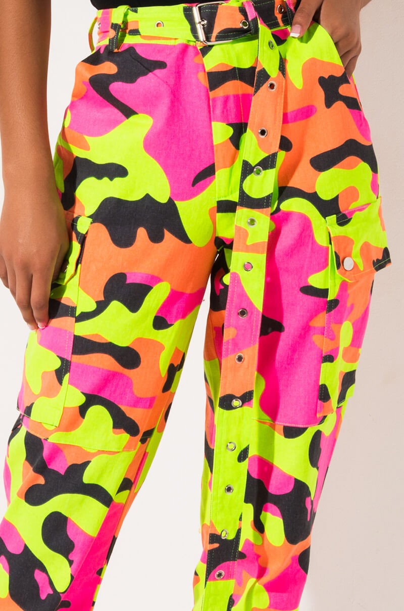 Neon Camo Cargo Pants