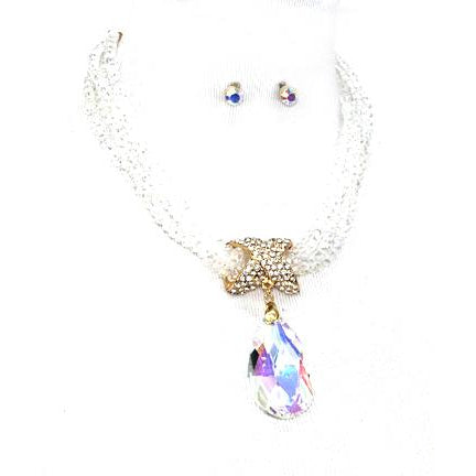Crystal beaded teardrop Necklace Set