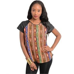 Tribal Print Hi-Low Blouse