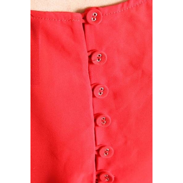 Ruffled Sleeve Chiffon Blouse (Red)