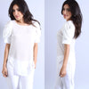 Ruffled Sleeve Chiffon Blouse (White)
